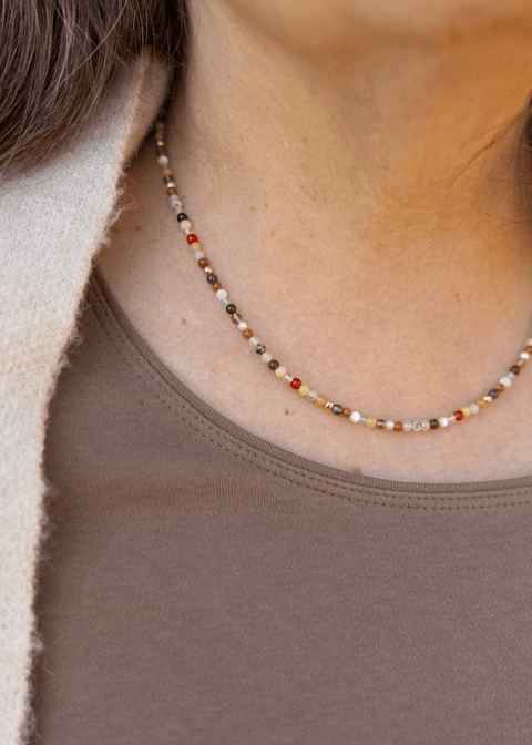skinnydipjewelry Beaded Gemstone Necklace polymer clay handmade slow fashion clay earrings