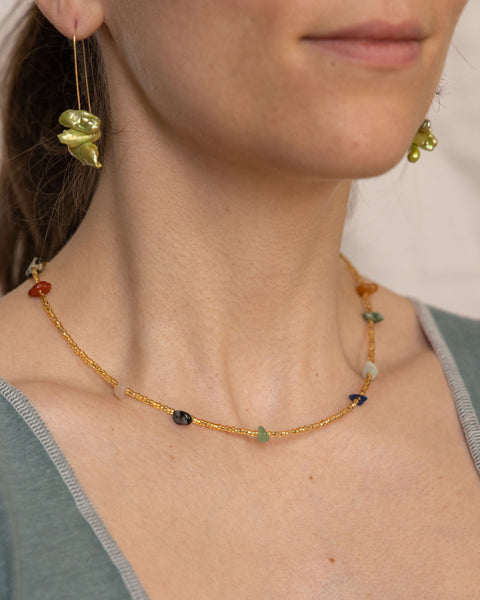 skinnydipjewelry Gemstone Glow Necklace polymer clay handmade slow fashion clay earrings
