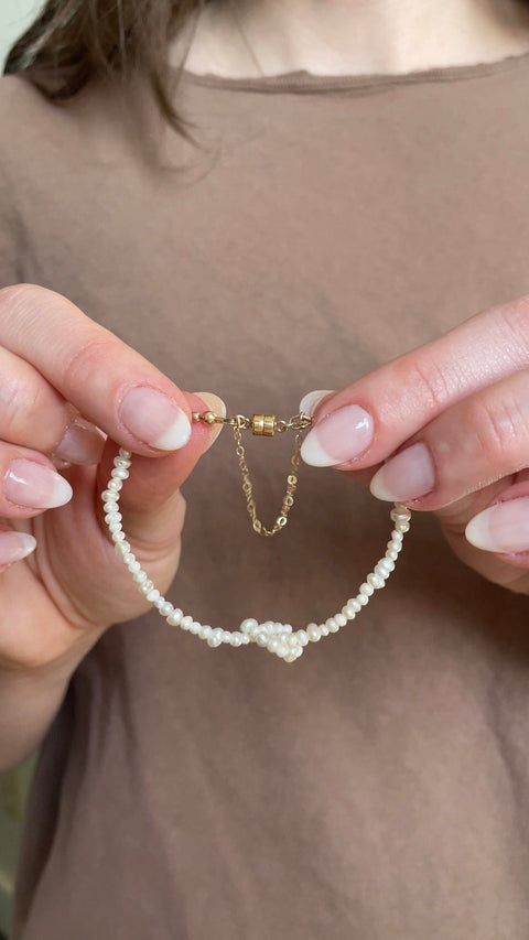 skinnydipjewelry Pearl Knot Friendship Bracelet - 2 for $90 polymer clay handmade slow fashion clay earrings