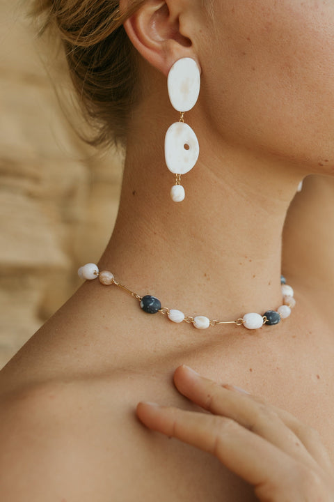 skinnydipjewelry Pebble Chain polymer clay handmade slow fashion clay earrings